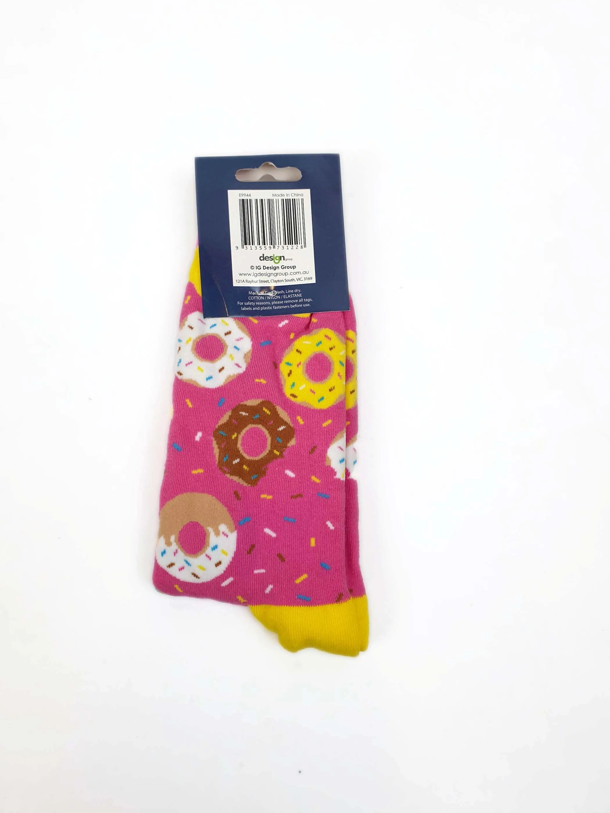 Frankie & Me novelty socks with funny "donut talk to me" print