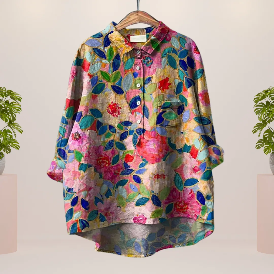 Freya™ | Fun Dog Motif Shirt with Button Closure