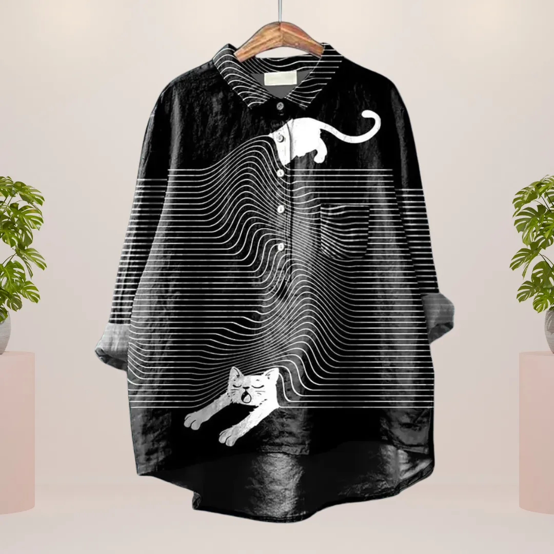 Freya™ | Fun Dog Motif Shirt with Button Closure