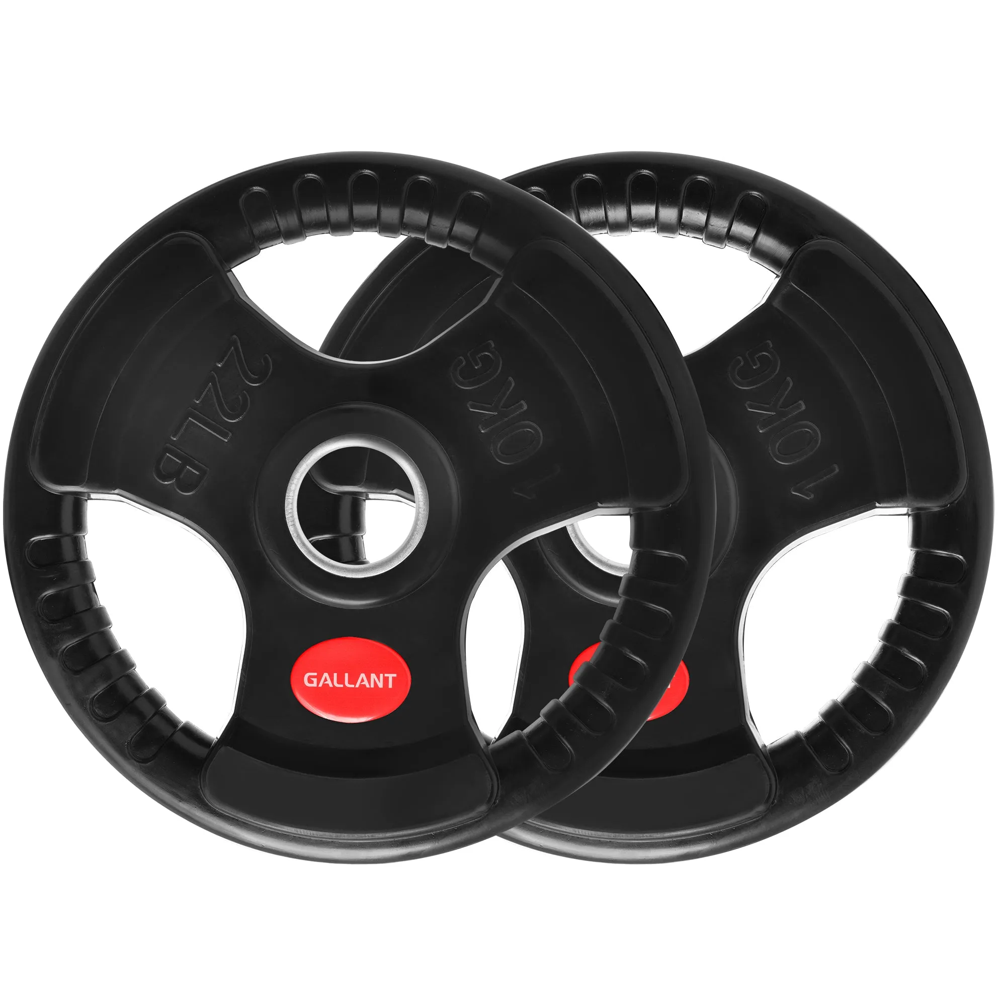 Gallant 2 Inch Olympic Weight plates - Rubber Coated Cast Iron Weight Plates With Tri Grips - Rubber Barbell