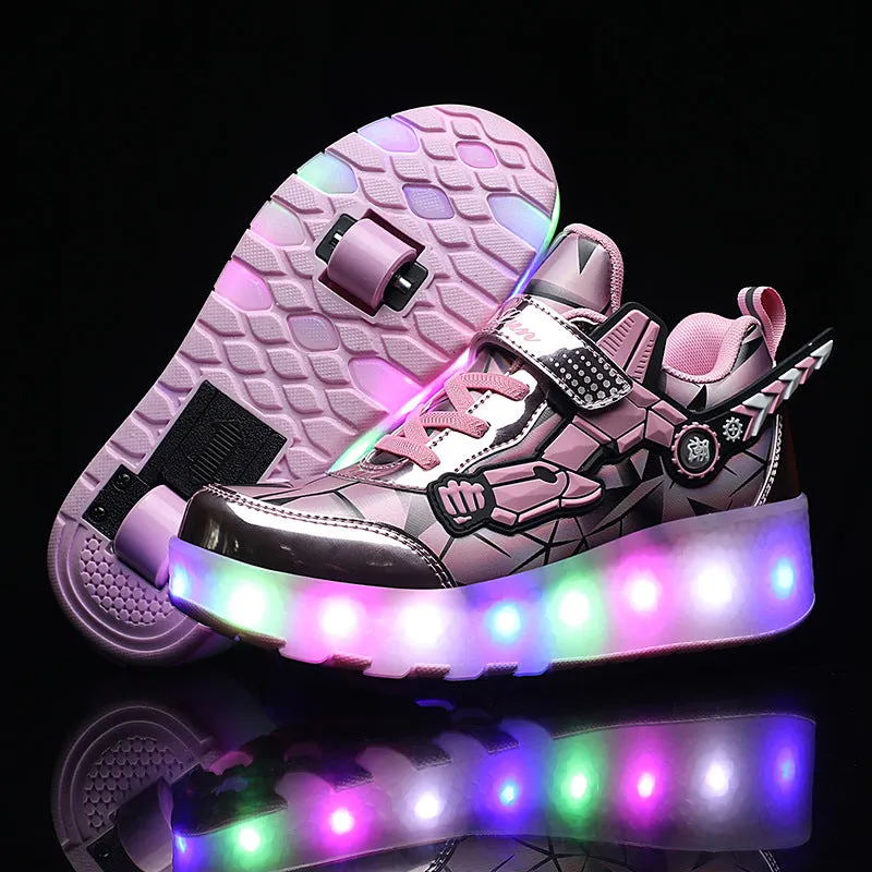 Girls & Boys Luminous Roller Skate Shoes, USB Rechargeable