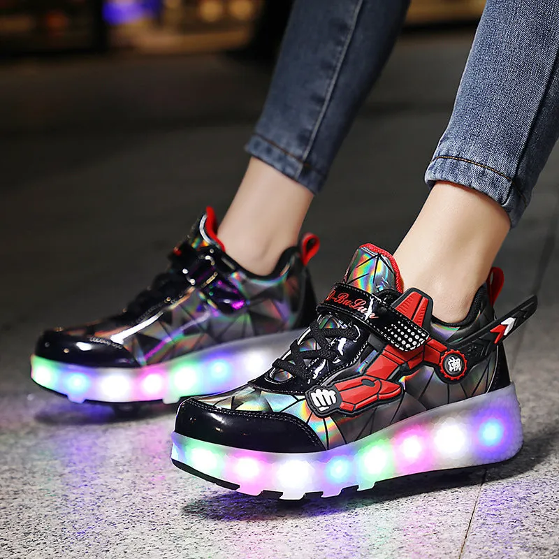 Girls & Boys Luminous Roller Skate Shoes, USB Rechargeable