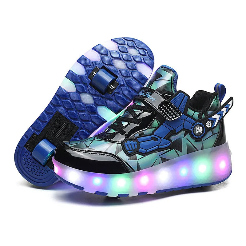 Girls & Boys Luminous Roller Skate Shoes, USB Rechargeable