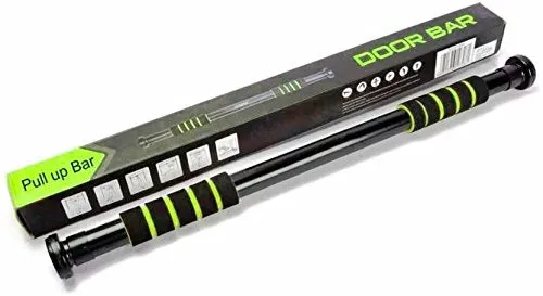 GOCART WITH G LOGO Nonslip Carbon Steel Doorway Gym Bar, Pull-up Bar for Home, Mountable, Adjustable in Length, (Green, Size 63-95)