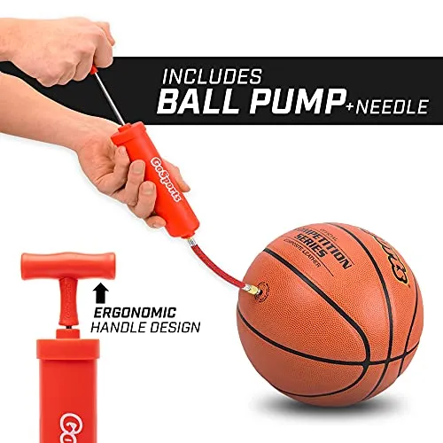 GoSports Indoor/Outdoor Synthetic Leather Competition Basketball with Pump - Size 7