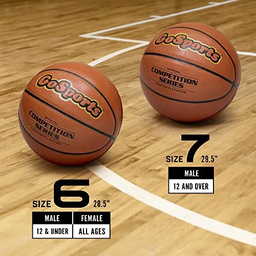 GoSports Indoor/Outdoor Synthetic Leather Competition Basketball with Pump - Size 7