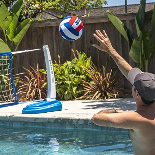GoSports Pro Neoprene Pool Volleyball - 2 Pack Waterproof Volleyballs with Ball Pump, Red, White, Blue