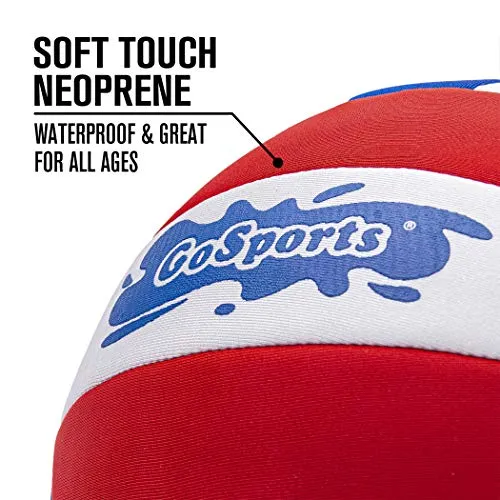GoSports Pro Neoprene Pool Volleyball - 2 Pack Waterproof Volleyballs with Ball Pump, Red, White, Blue