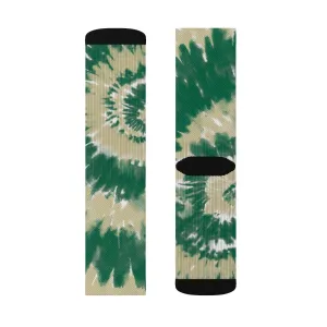 Green & Gold Tie Dye Adult Crew Socks