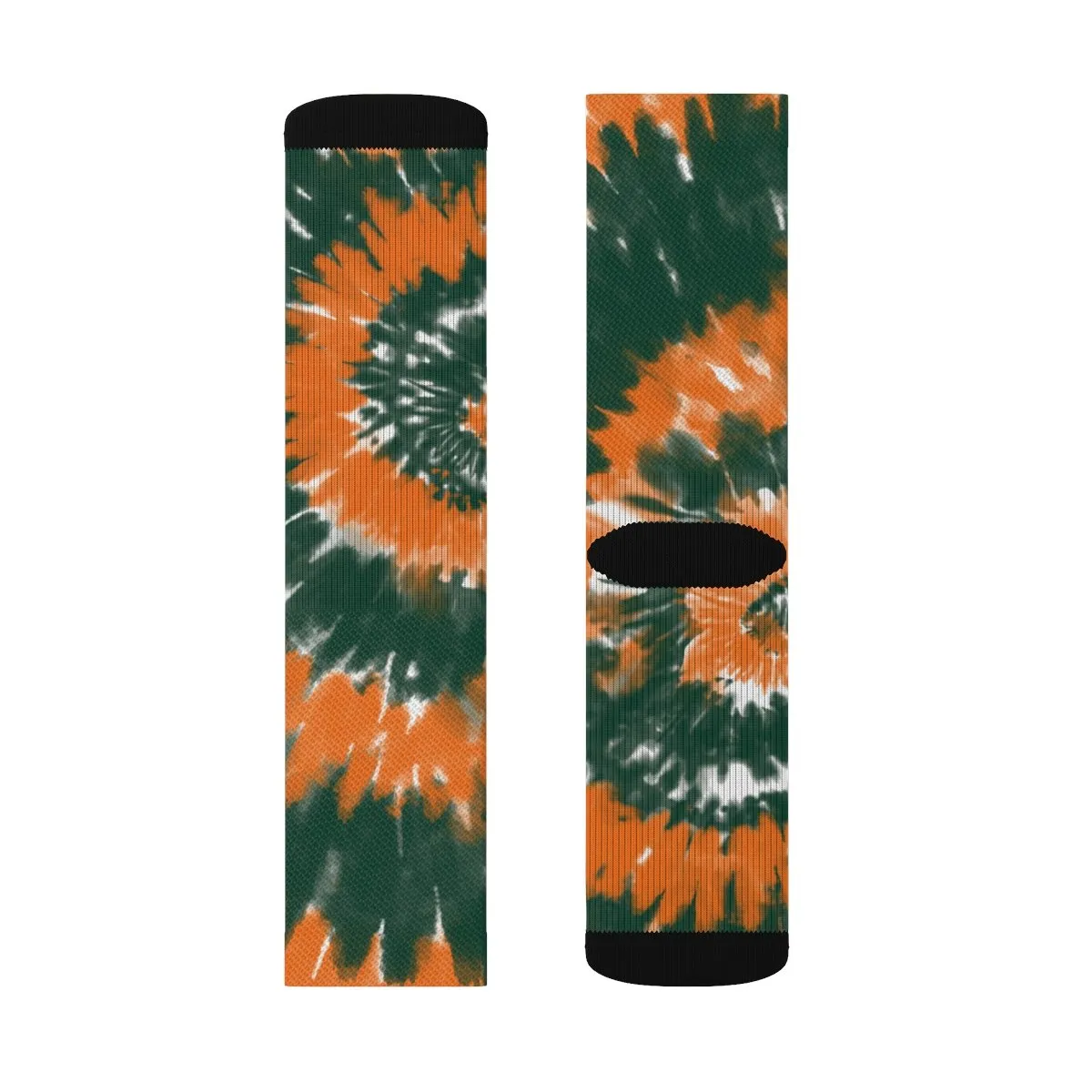 Green & Orange Tie Dye Adult Crew Socks