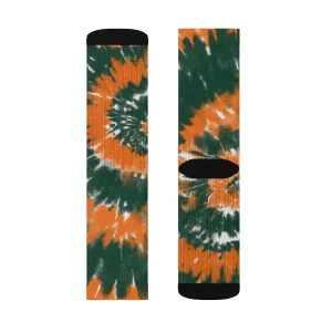 Green & Orange Tie Dye Adult Crew Socks