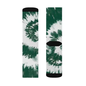 Green & White Tie Dye Adult Crew Socks
