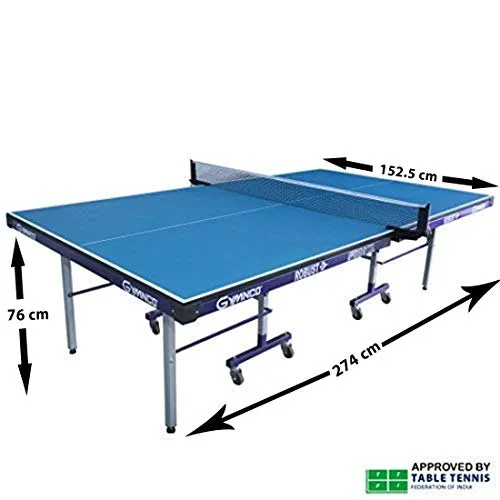 Gymnco Robust Iron Tech Table Tennis Table with 75 MM Wheel (Top 25 mm Laminated Compressed & Free TT Table Cover   2 TT Racket & Balls)