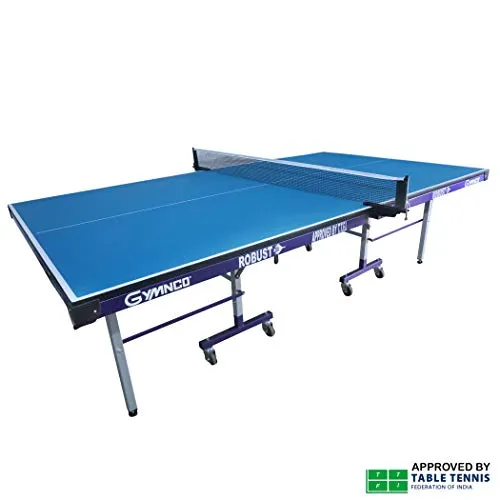 Gymnco Robust Iron Tech Table Tennis Table with 75 MM Wheel (Top 25 mm Laminated Compressed & Free TT Table Cover   2 TT Racket & Balls)