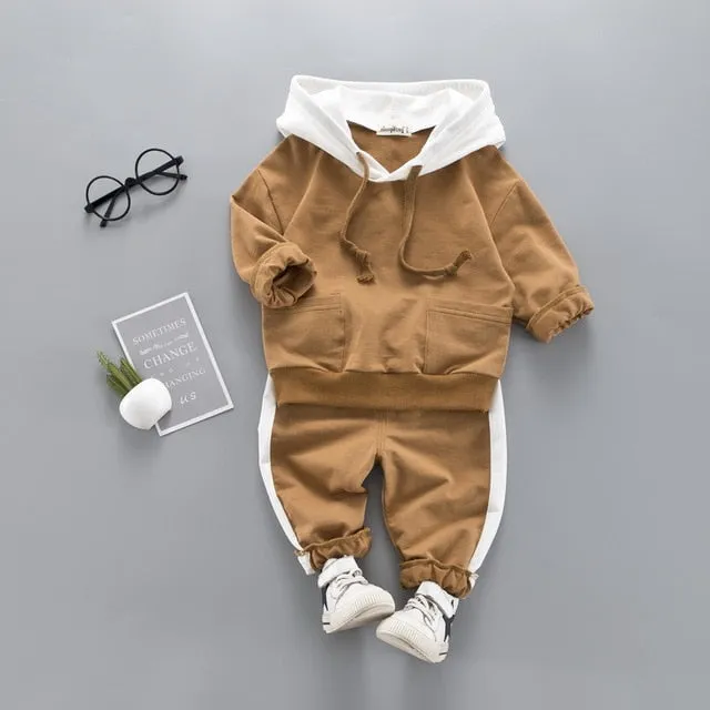 Hooded Sweatshirt Tracksuit Clothing Set for Toddler Baby Boy 1-4 Years old