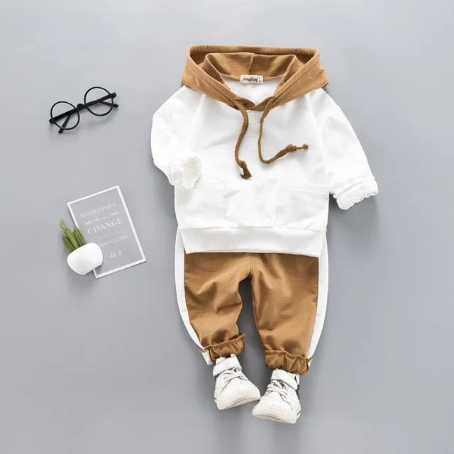 Hooded Sweatshirt Tracksuit Clothing Set for Toddler Baby Boy 1-4 Years old