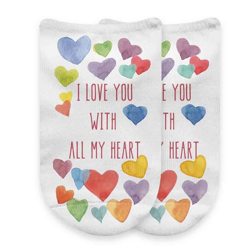I Love You With All My Heart Valentine's No Show Socks