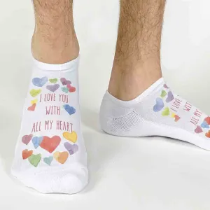 I Love You With All My Heart Valentine's No Show Socks