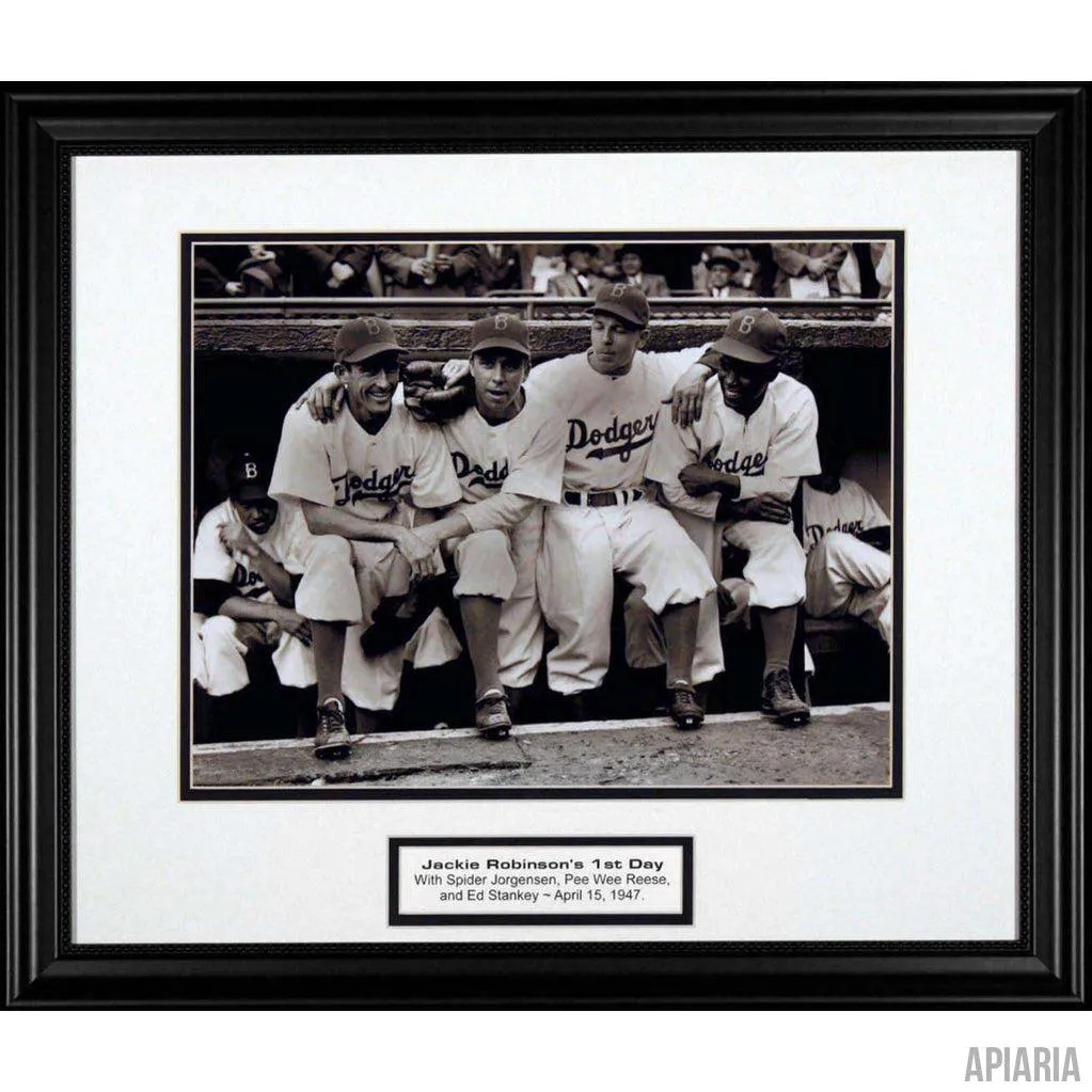 Jackie Robinson's 1st Day with Spider Jorgensen, Pee Wee Reese & Ed Stankey