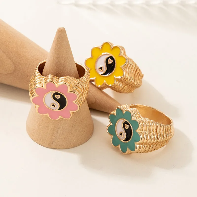 Japanese and Korean Flower Cute Fun Ring Set