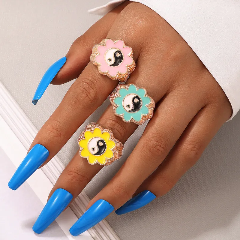 Japanese and Korean Flower Cute Fun Ring Set