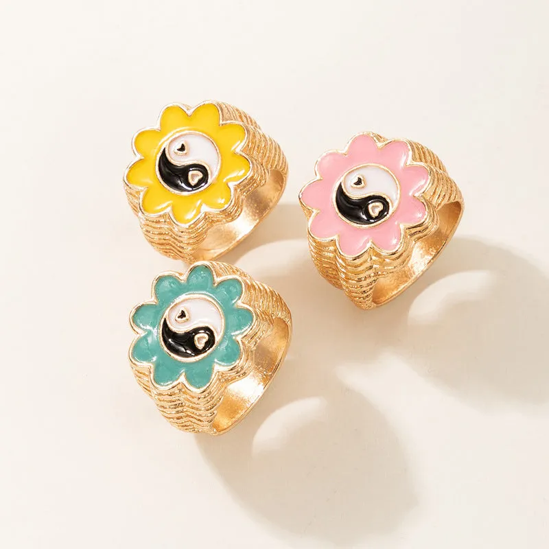 Japanese and Korean Flower Cute Fun Ring Set