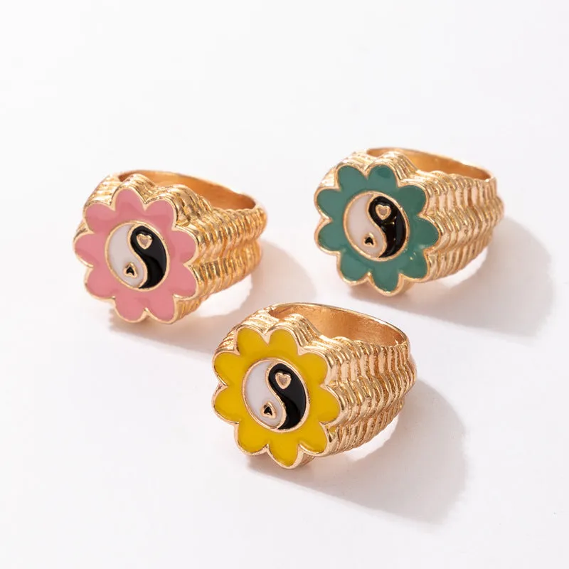 Japanese and Korean Flower Cute Fun Ring Set