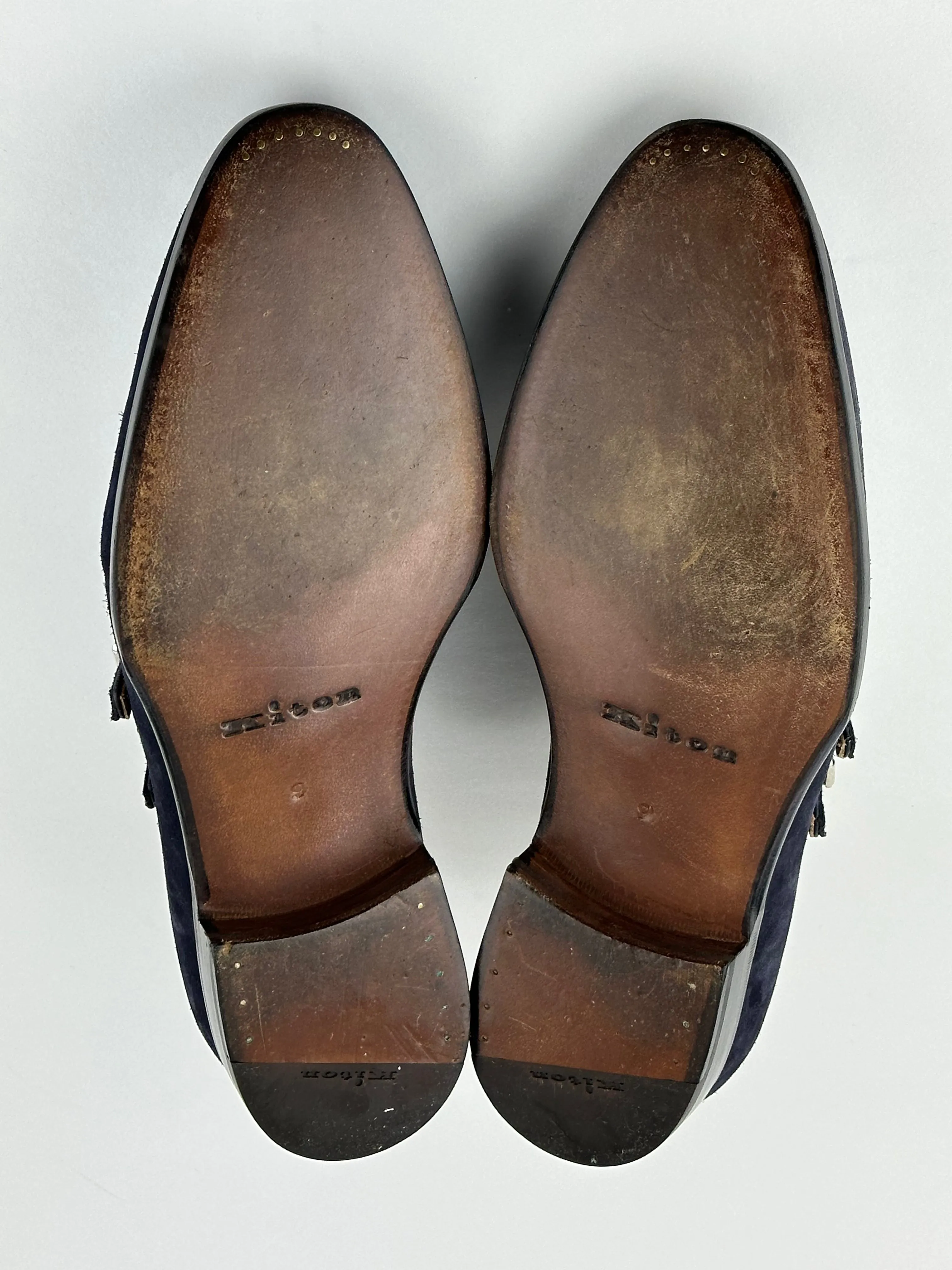 Kiton Navy Suede Double Monkstrap