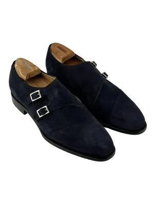 Kiton Navy Suede Double Monkstrap
