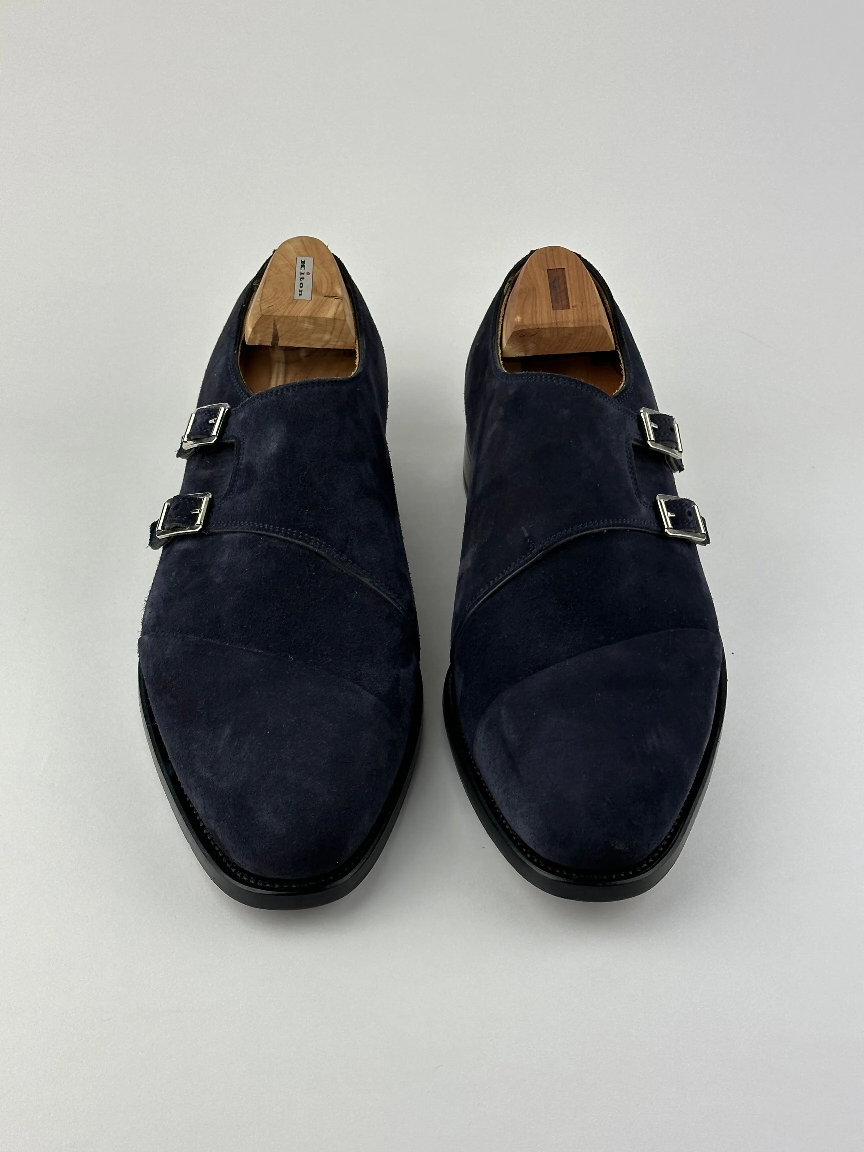Kiton Navy Suede Double Monkstrap