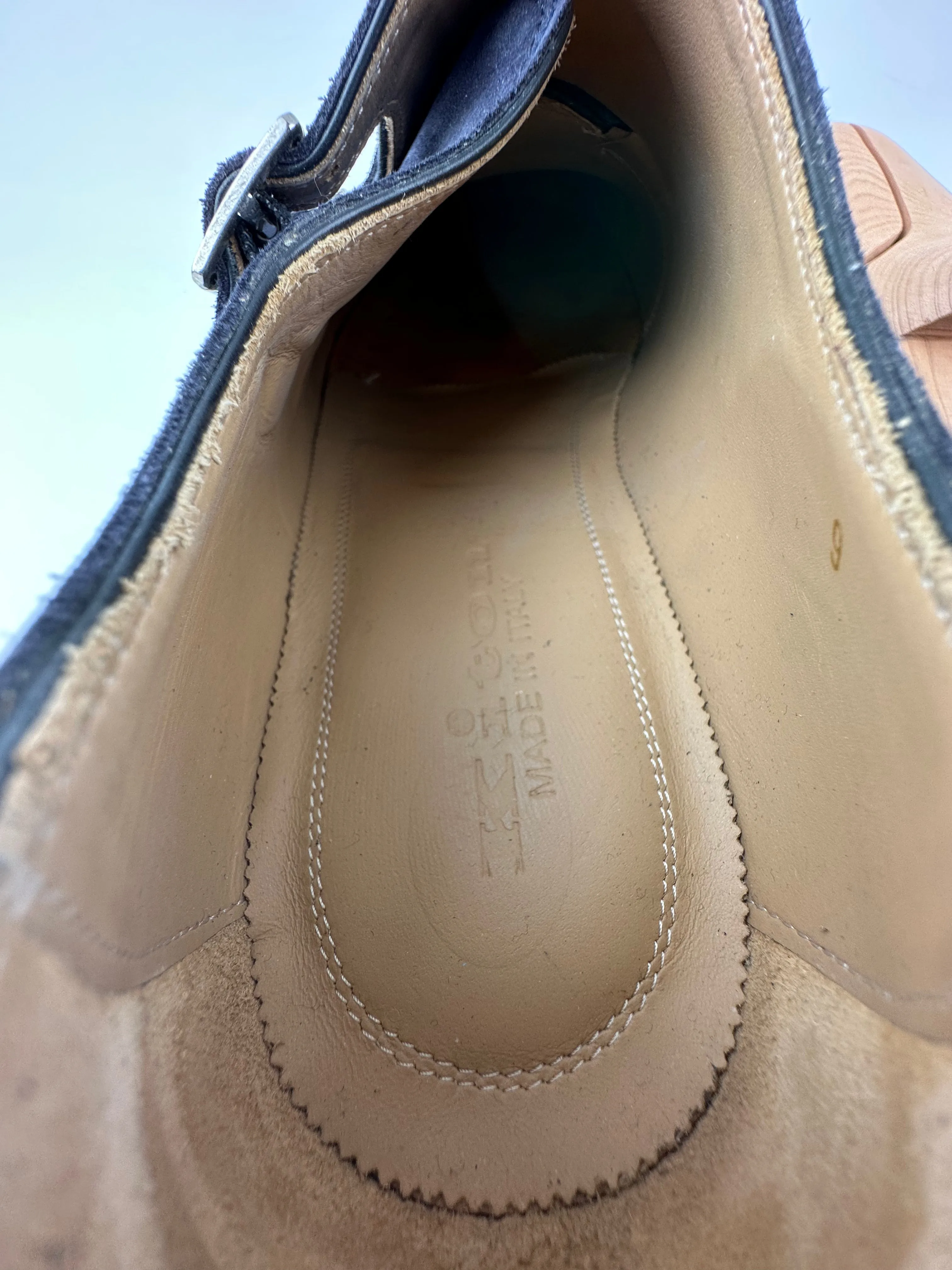 Kiton Navy Suede Double Monkstrap