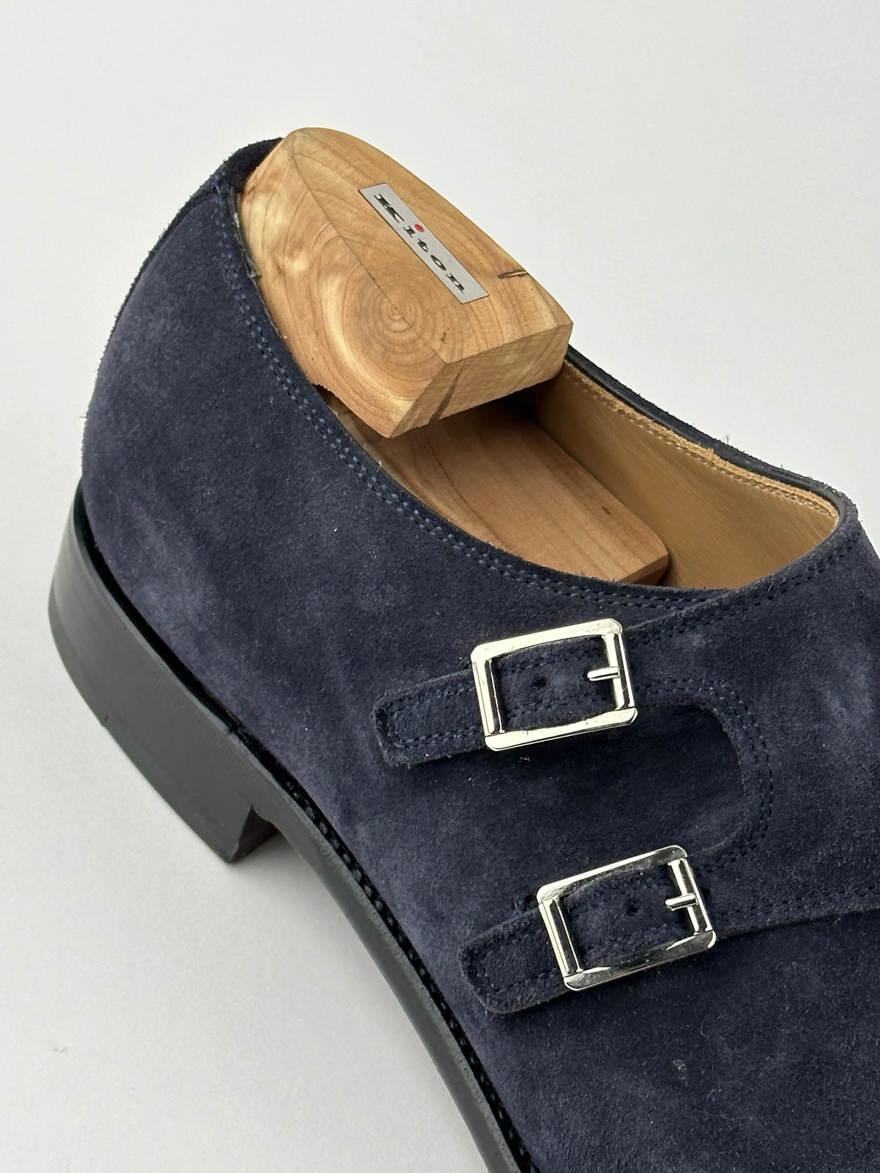 Kiton Navy Suede Double Monkstrap