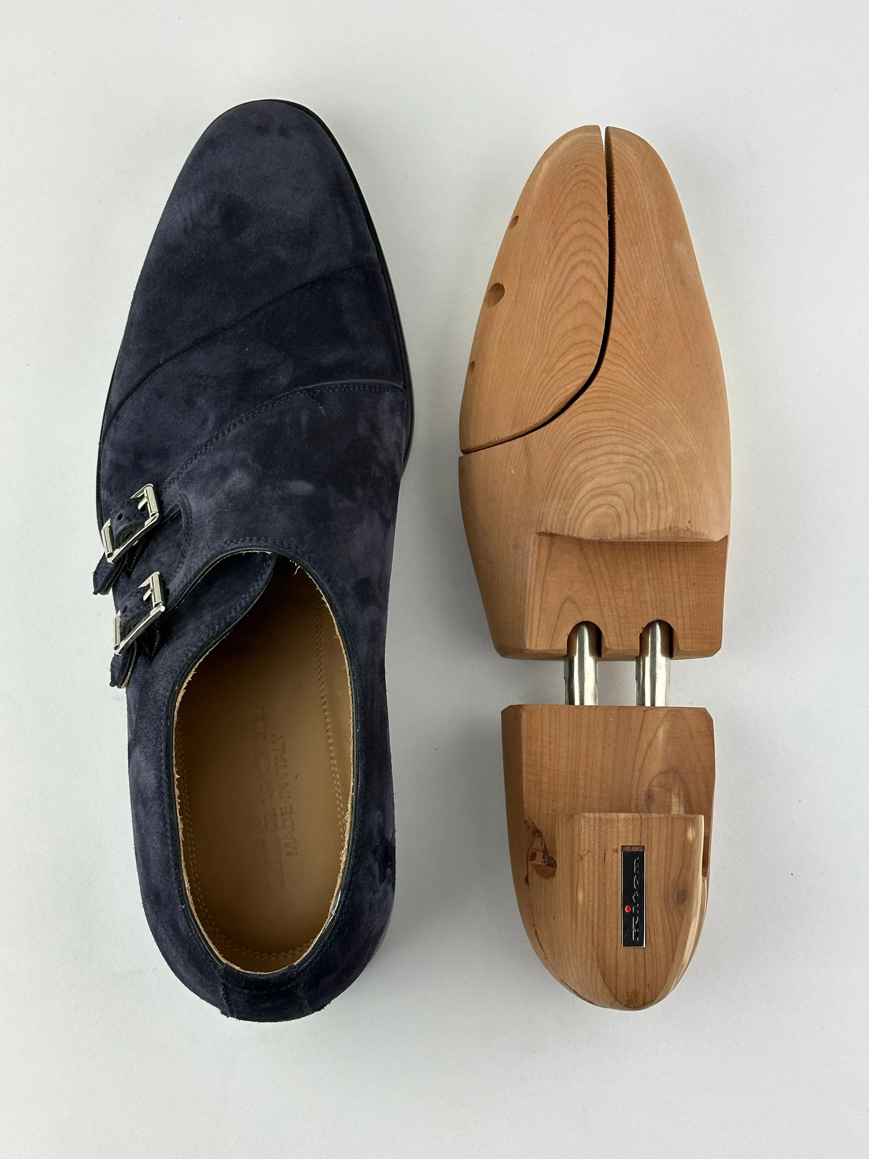 Kiton Navy Suede Double Monkstrap