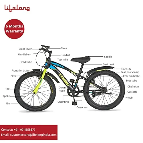 Lifelong LLBC2001 Tribe 20T Cycle (Yellow and Black) I Ideal for: Kids (5-8 Years) I Frame Size: 12" | Ideal Height : 3 ft 10 inch  I Unisex Cycle| 85% Assembled (Easy self-Assembly)