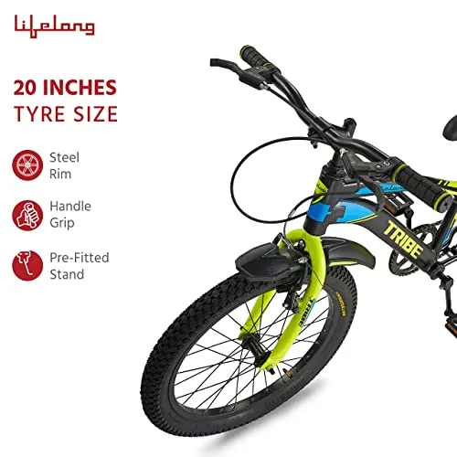 Lifelong LLBC2001 Tribe 20T Cycle (Yellow and Black) I Ideal for: Kids (5-8 Years) I Frame Size: 12" | Ideal Height : 3 ft 10 inch  I Unisex Cycle| 85% Assembled (Easy self-Assembly)