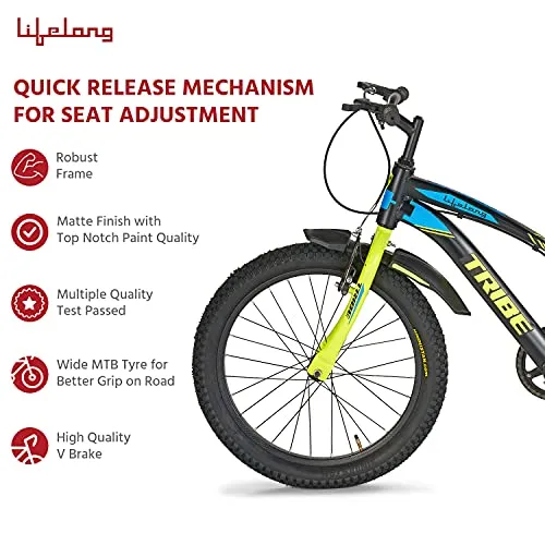Lifelong LLBC2001 Tribe 20T Cycle (Yellow and Black) I Ideal for: Kids (5-8 Years) I Frame Size: 12" | Ideal Height : 3 ft 10 inch  I Unisex Cycle| 85% Assembled (Easy self-Assembly)
