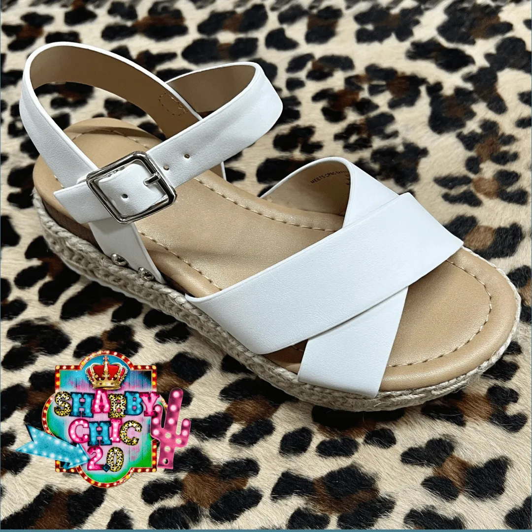 Little Girls Picnic Sandals - White