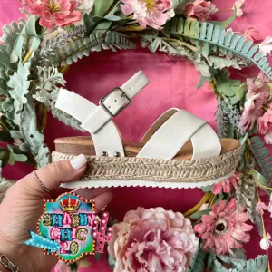 Little Girls Picnic Sandals - White