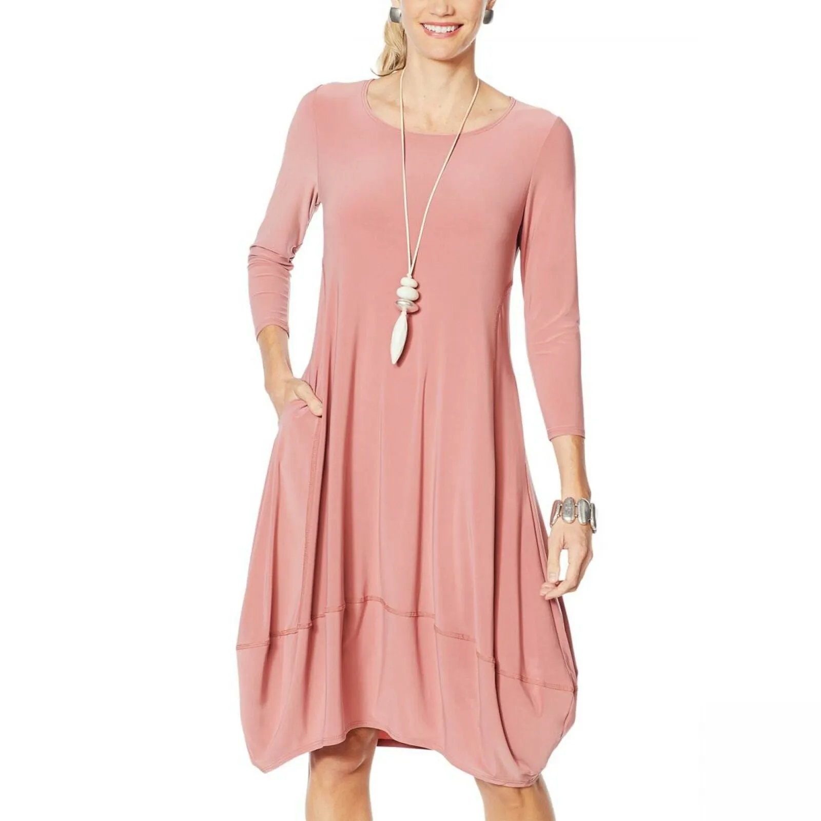 MarlaWynne Women's Petite Matte Jersey Dress With Pockets