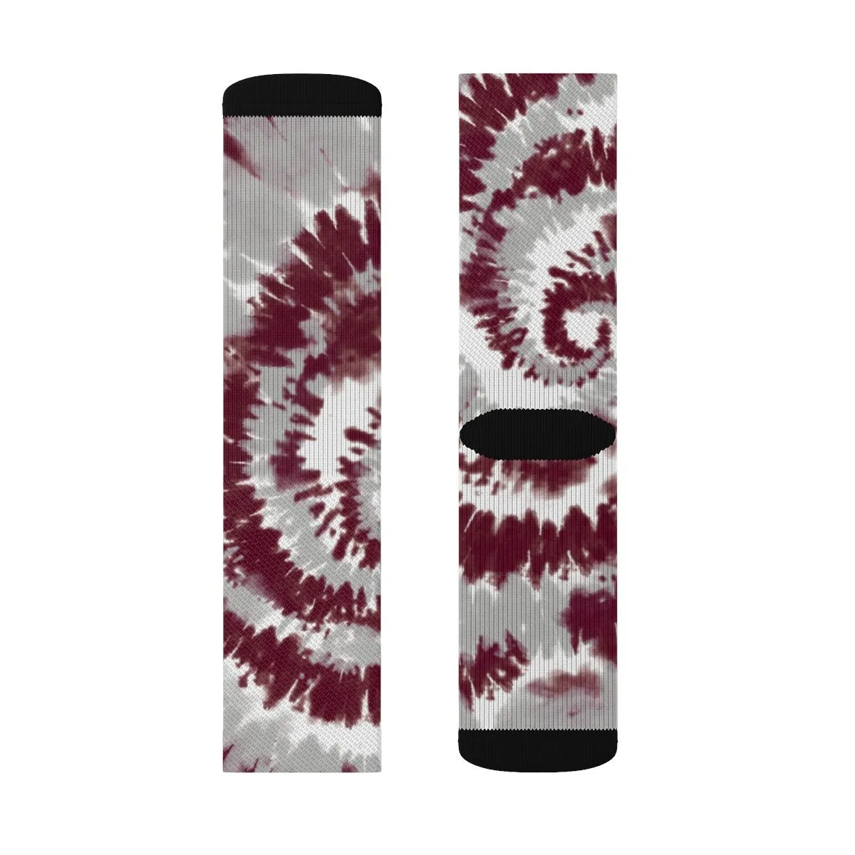Maroon & Grey Tie Dye Adult Crew Socks