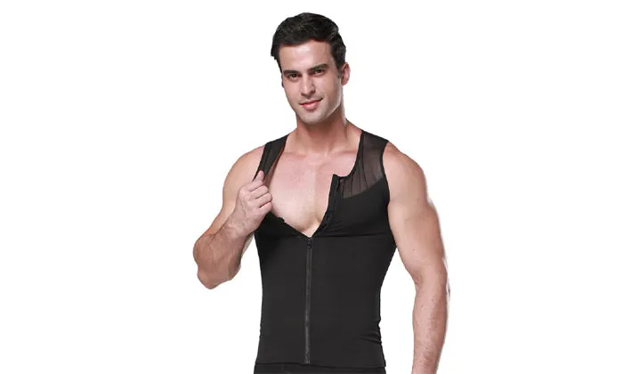 Men's Sleeveless Zip Front Shapewear Top