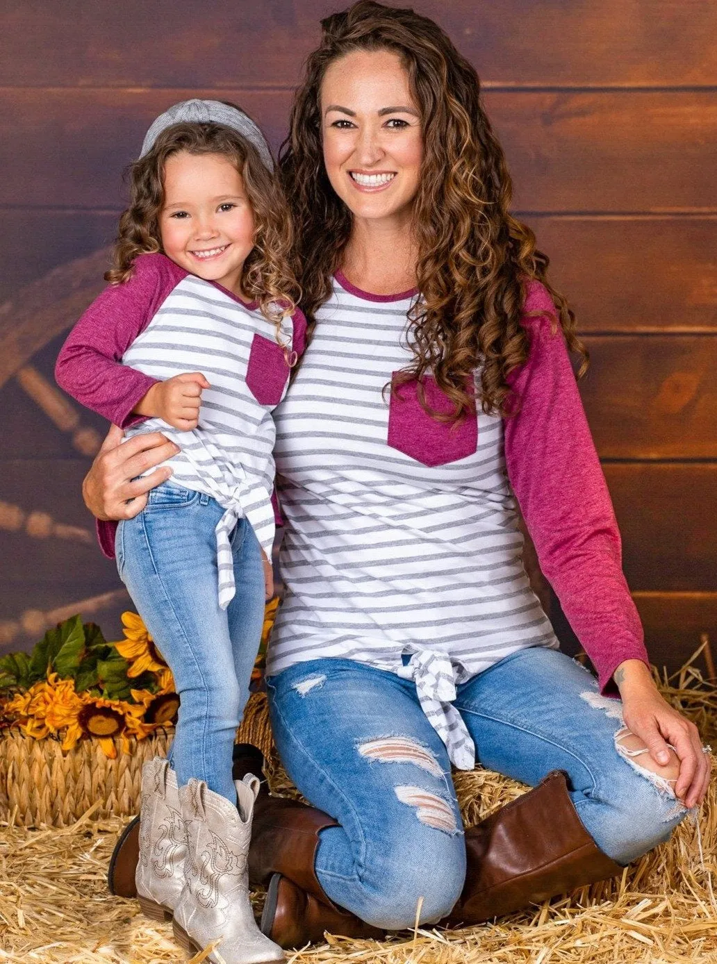 Mommy and Me Fun Times Raglan Knot Hem Top