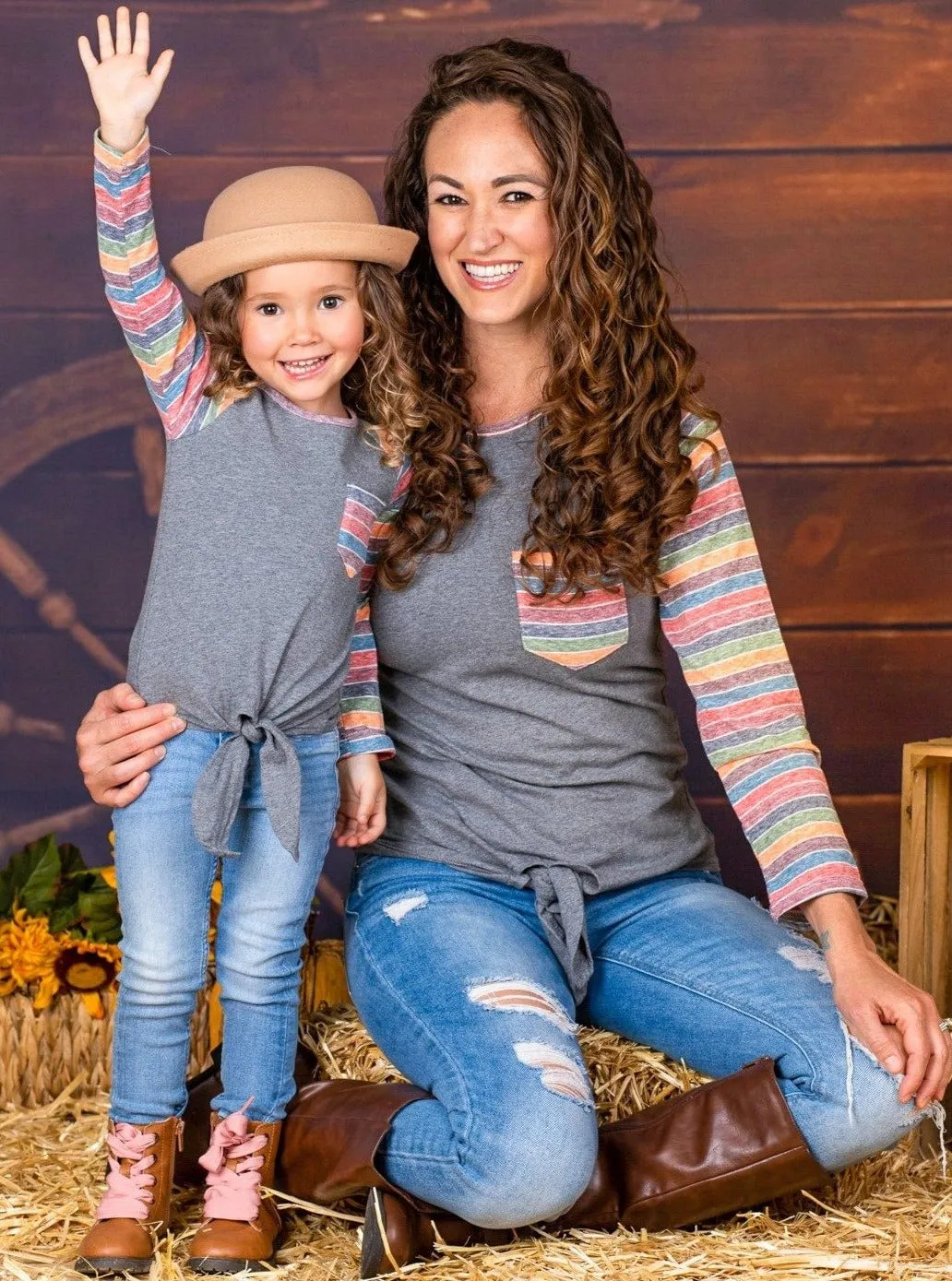 Mommy and Me Fun Times Raglan Knot Hem Top