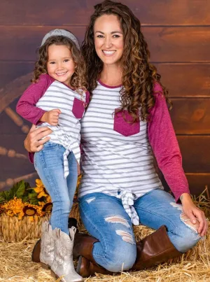 Mommy and Me Fun Times Raglan Knot Hem Top