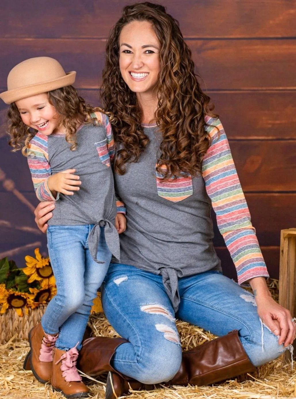 Mommy and Me Fun Times Raglan Knot Hem Top