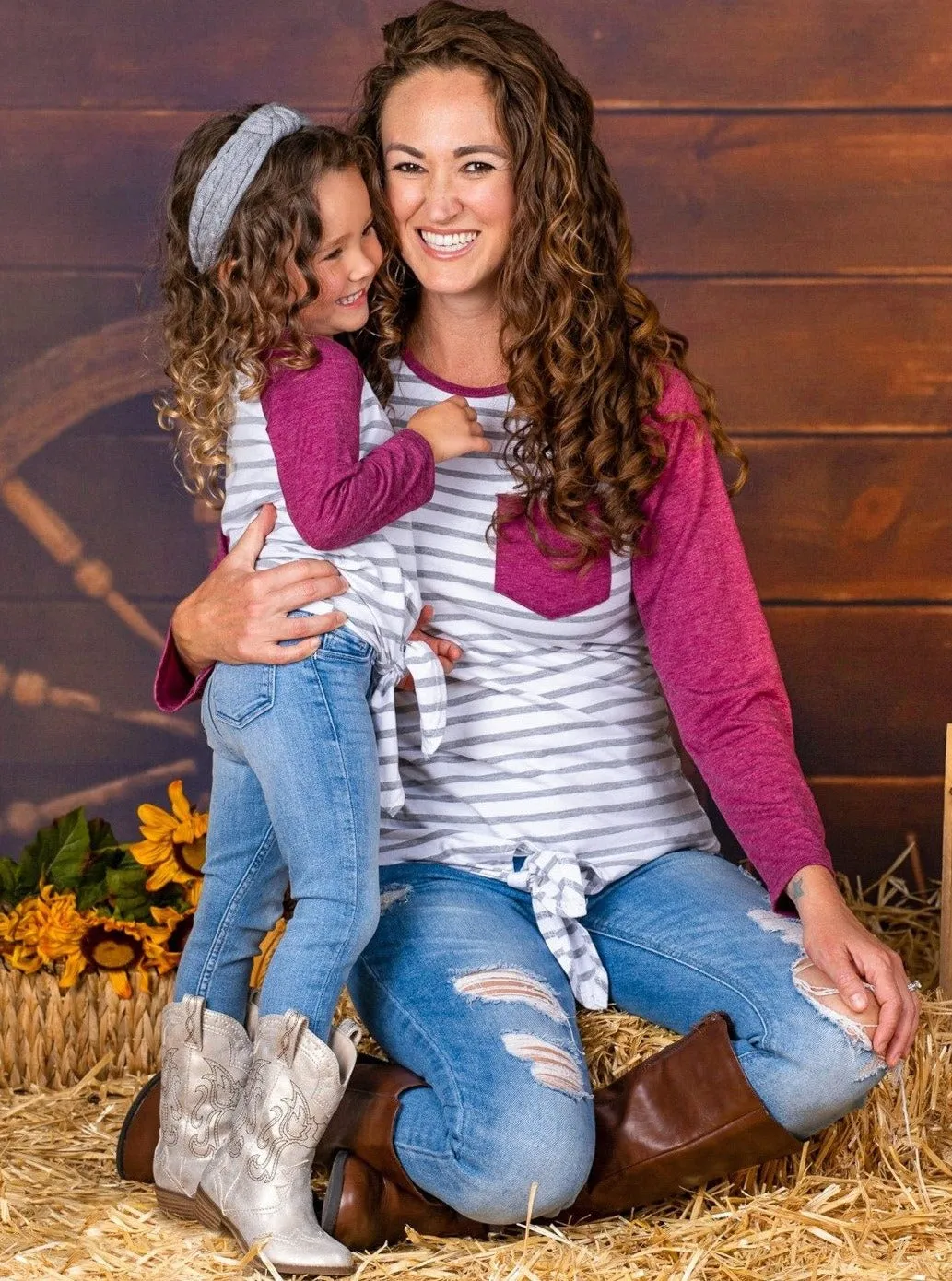 Mommy and Me Fun Times Raglan Knot Hem Top