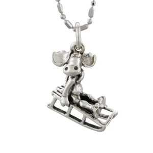 Moose Sledding Charm