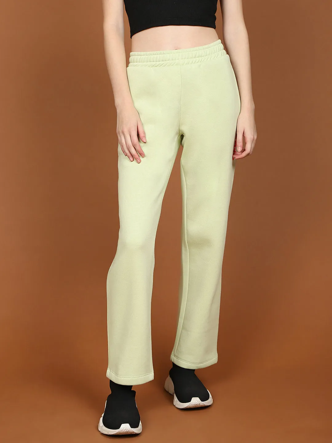 mSECRET Typography Detailing Lime Cotton Track Bottoms