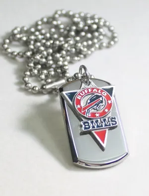 NFL BUFFALO BILLS STAINLESS STEEL DOG TAG NECKLACE  3D BALL CHAIN