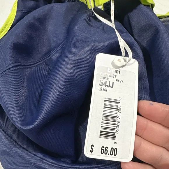 NWT $69 Elomi [ 34N US ]‎ Energise Full Figure Sports Bra in Navy